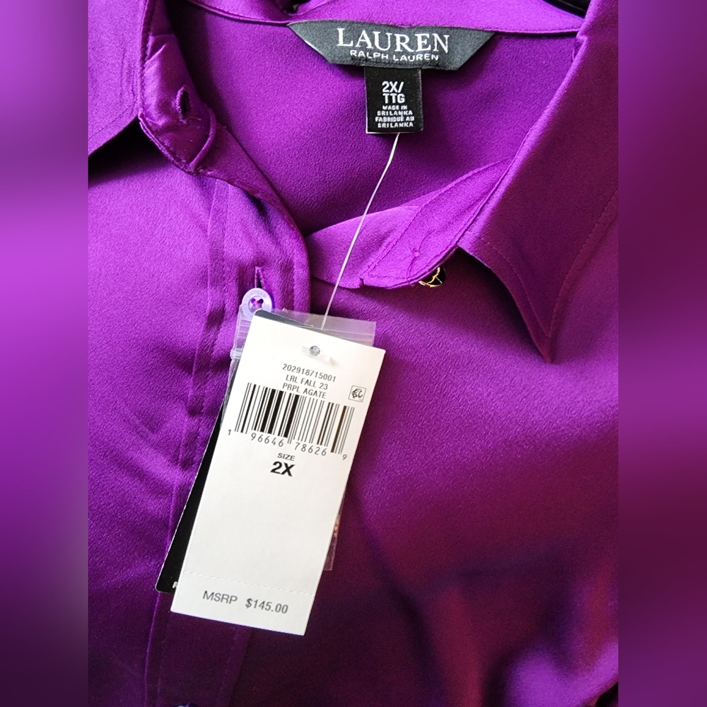 Ralph Lauren Purple Satin Blouse